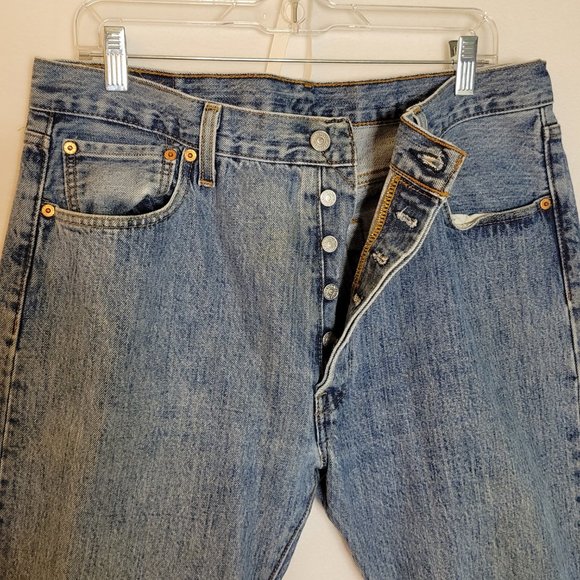Levis Mens Classic 501 Button Fly Straight Leg Jeans Size W36 L30 - Picture 2 of 8